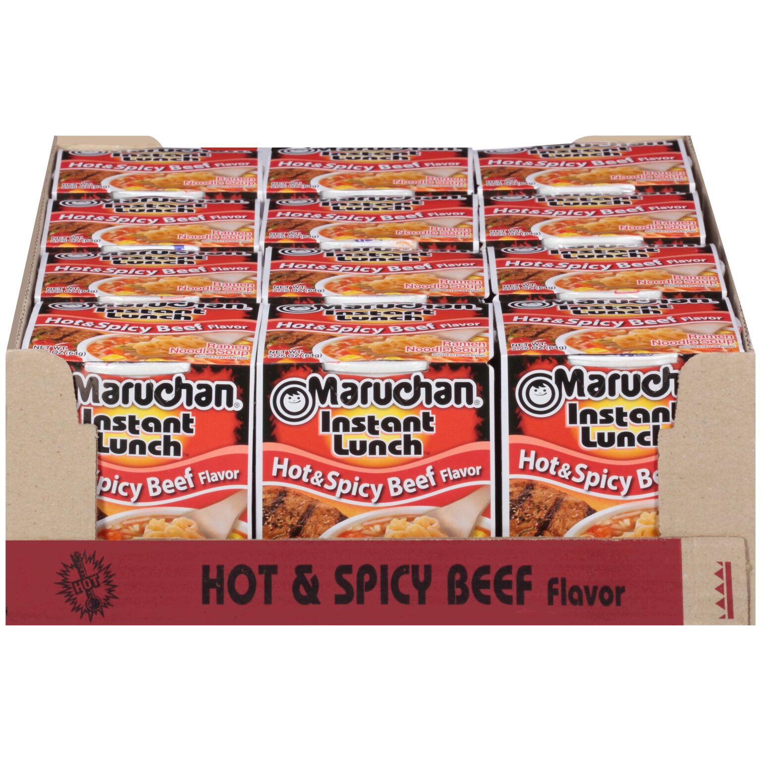 Maruchan Instant Lunch Hot & Spicy Beef Ramen 2.25oz Pack of 12 - Image 2