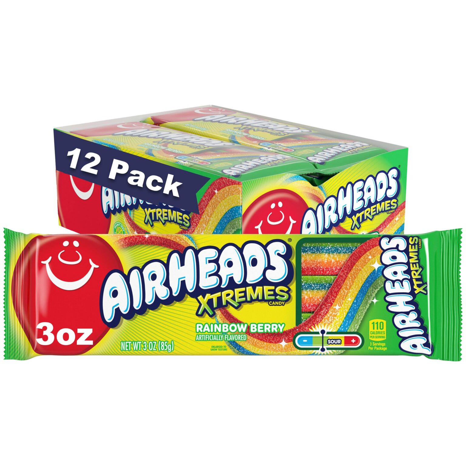 Airheads Xtremes Belts Rainbow Berry 3oz 12ct - Image 1
