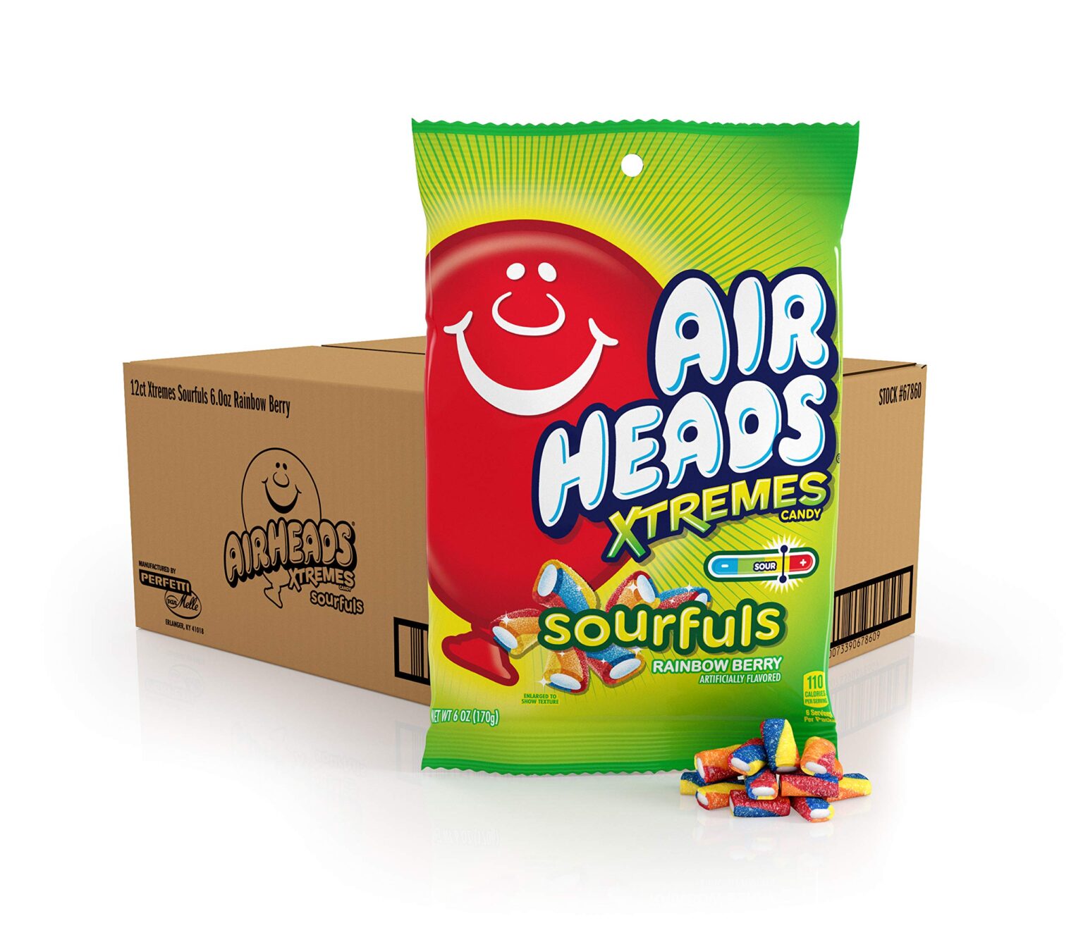 Airheads Xtremes Sourfuls Rainbow Berry 6oz 12ct - Image 1
