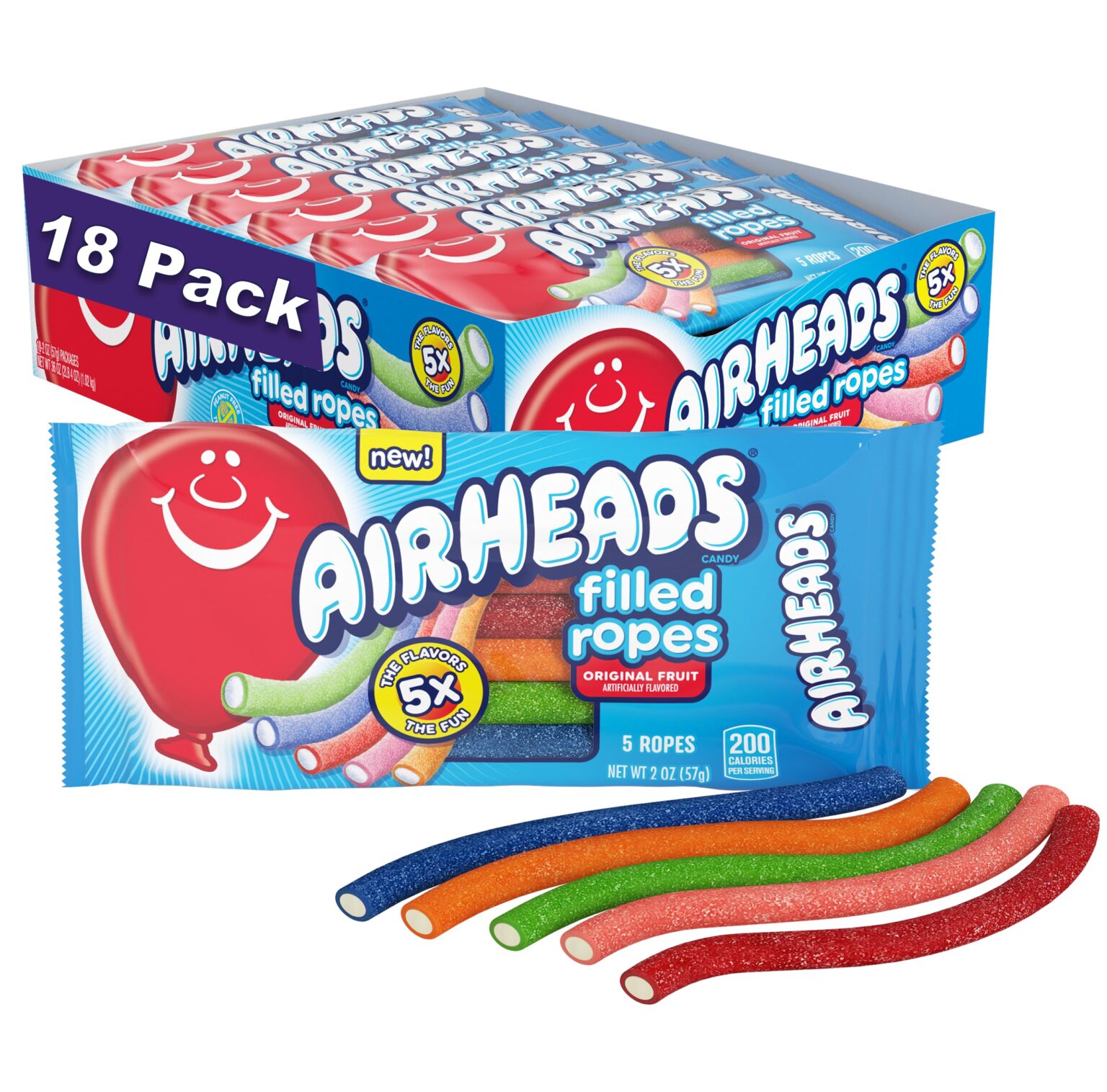 Airheads Soft Filled Ropes Original Fruit Flavors 2oz 18ct - Image 1