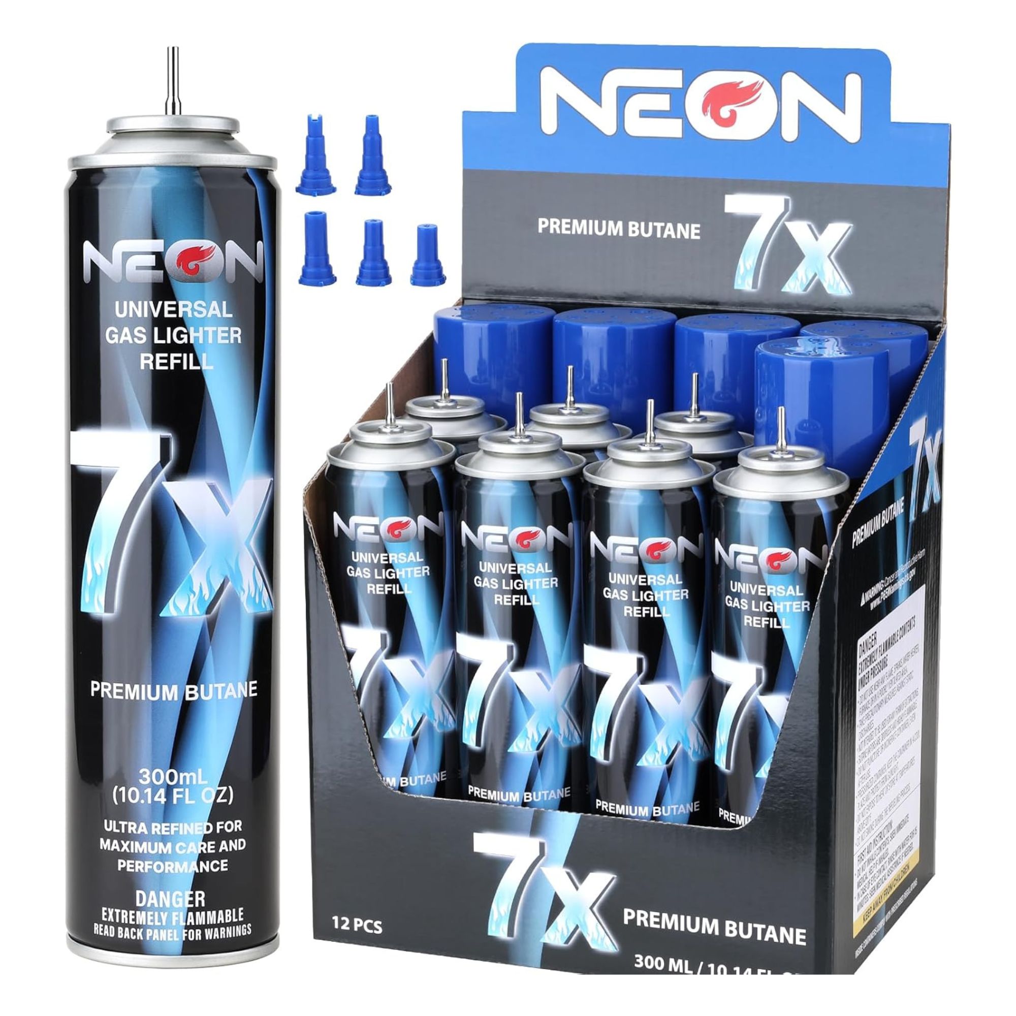 Neon Butane Universal Gas Lighter Refill 7X Premium Butane 10.14Oz 12Ct Neon Butane Universal Gas Lighter Refill 7X Premium Butane 10.14Oz 12Ct - Image 1