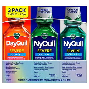 Vicks Severe DayQuil and NyQuil Cough, Cold & Flu Relief Liquid, 36 Fluid Ounces