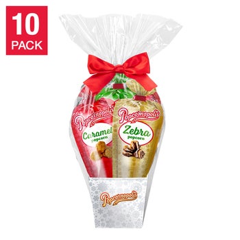 Popcornopolis Metallic Holiday 5-count Mini Cone Gift Basket, 10-pack