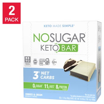 No Sugar Keto Bar, Cookies & Cream, 12-count, 2-pack