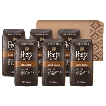 Peet’s Coffee Major Dickason’s Blend Whole Bean, 10.5 oz Bags, 6-pack