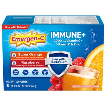 Emergen-C Immune+ 1000 mg Vitamin C + Vitamin D & Zinc, 90 Packets