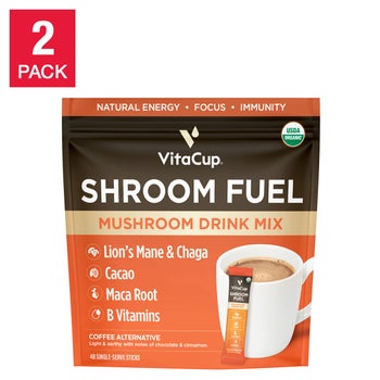 VitaCup Shroom Fuel Mushroom Based Coffee Alternative Packets, 2-pack, Total 48 Counts