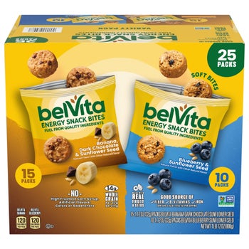 BelVita Energy Snack Bites, Variety Pack, 1.12oz, 25-count