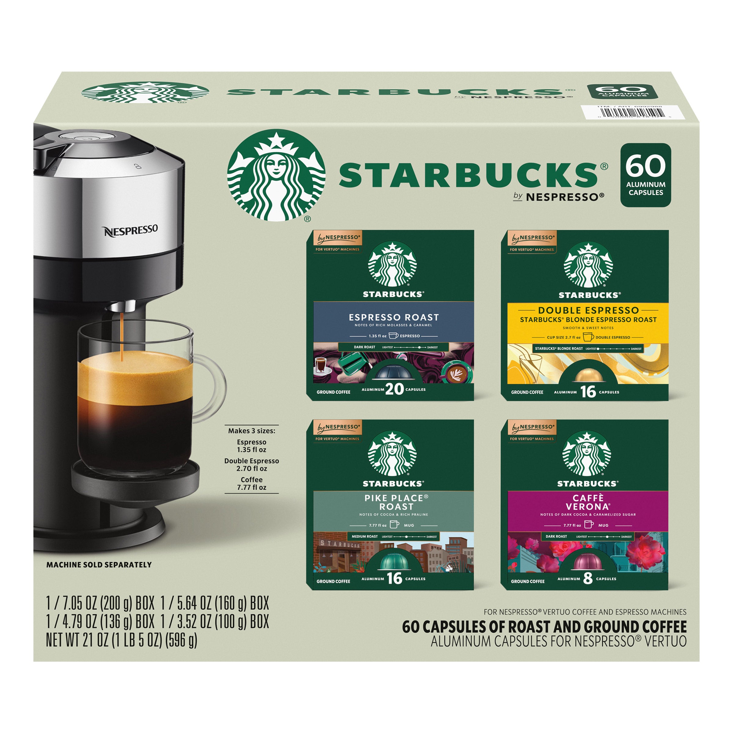 4000377480-847__1.jpg Starbucks Coffee and Espresso Capsules for Nespresso Vertuo Machines 60-count Variety Pack, 100% Arabica Coffee