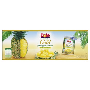 Dole Tropical Gold Pineapple Chunks, 20 oz, 8-count