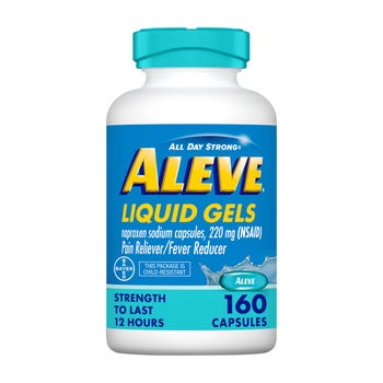 Aleve Naproxen Sodium 220 mg. Pain Reliever/Fever Reducer, 160 Liquid Gels