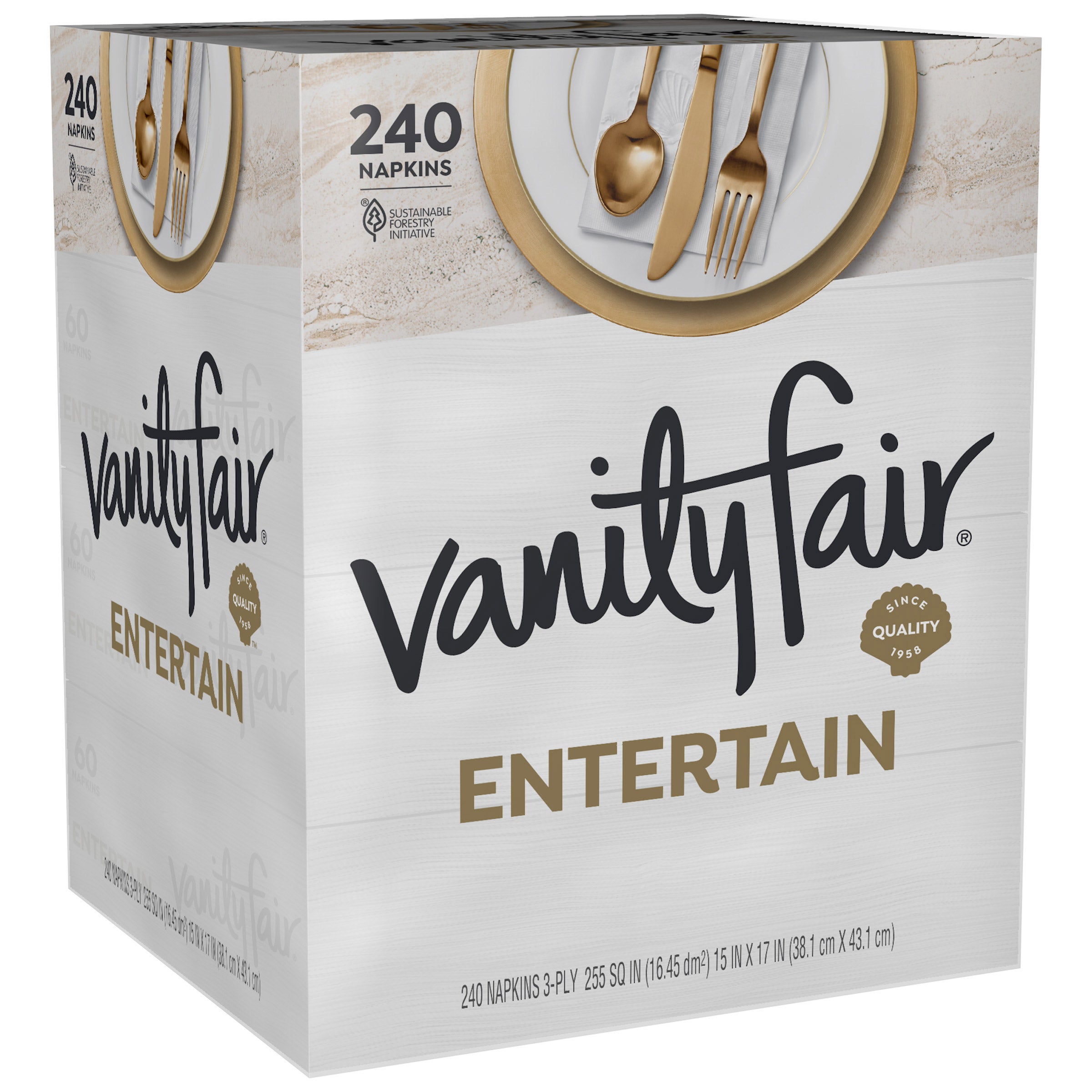 786650-847__1.jpg Vanity Fair Entertain White Paper Napkins, 3-ply, 60-count, 4-pack