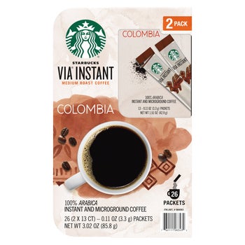 Starbucks VIA Instant Colombia Coffee, Medium Roast, 26-count
