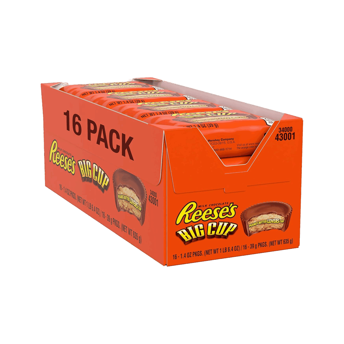 Hersheys King Size Reeses Big Cup 16ct - Image 1